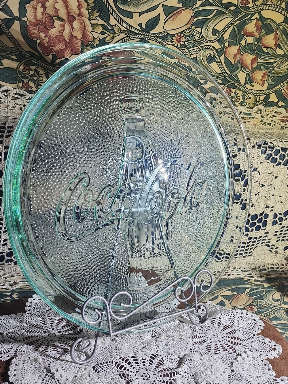 Coca Cola Pebbled Glass Serving Platter 14"